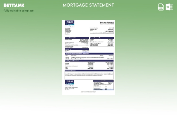 модерен стил Мавританија Nouvelle Banque de Mauritanie (NBM) шаблон за хипотека 